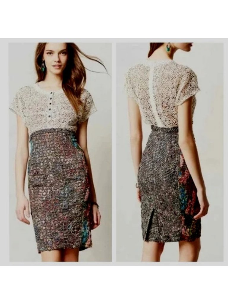 Anthropologie Beguile Byron Lars Lace Study Sheath Short Slv Wedding Guest 2
